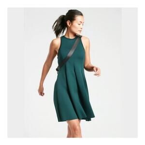 Athleta En Route Scuba Dress Small Tall Nordic Teal Racerback Modest 511522